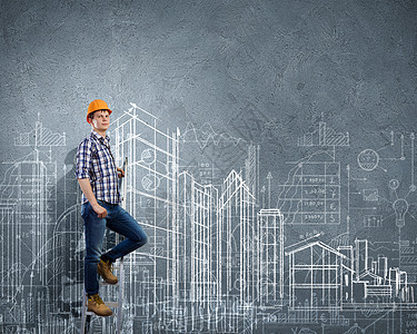 人類(lèi)工程師英俊的男人工程師坐拉線(xiàn)上